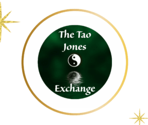 A green and white logo for the tao jones exchange.