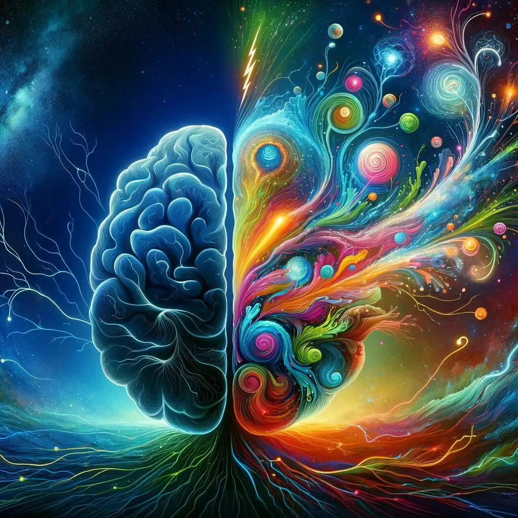 A painting of two sides of the same brain