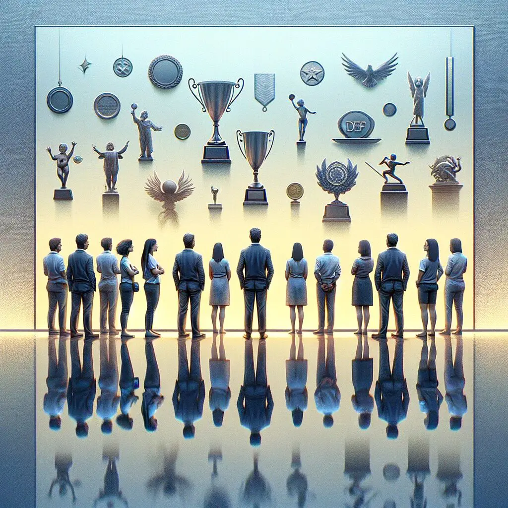 A painting of people standing around a crowd