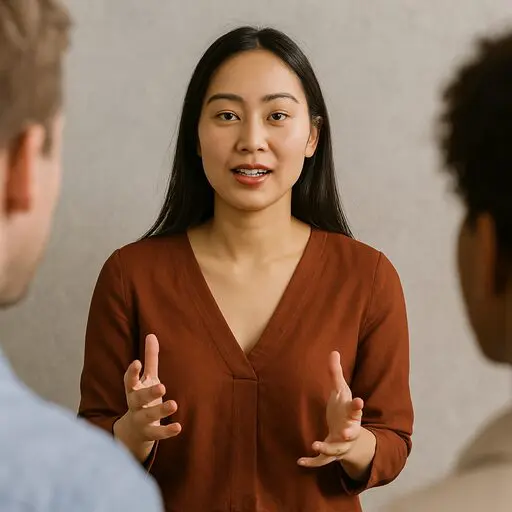 Woman speaking her truth