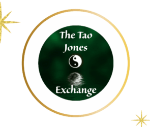 A green and white logo for the tao jones exchange.